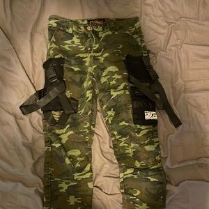 Camo cargo pants with straps